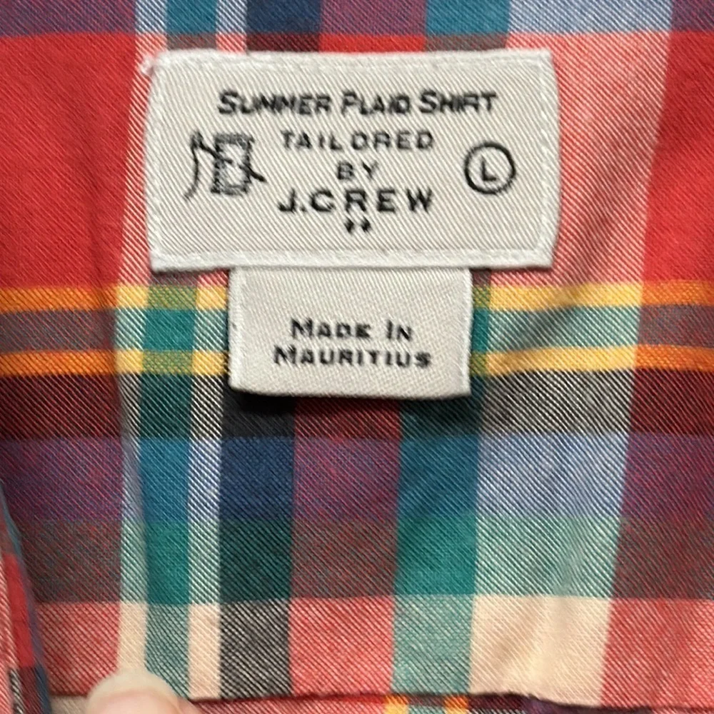 J. Crew Summer Plaid Long Sleeve Button Down Shirt L